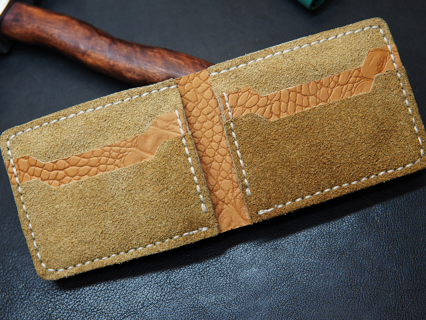Beige leather wallet for men