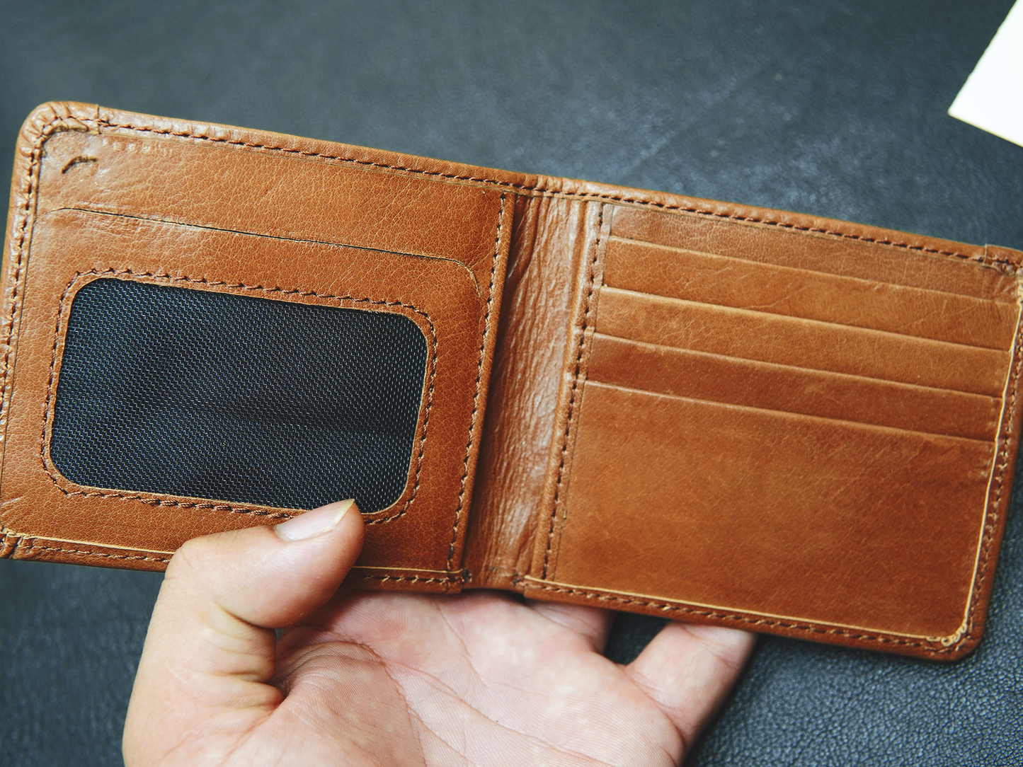 Bronze bifold leather wallet