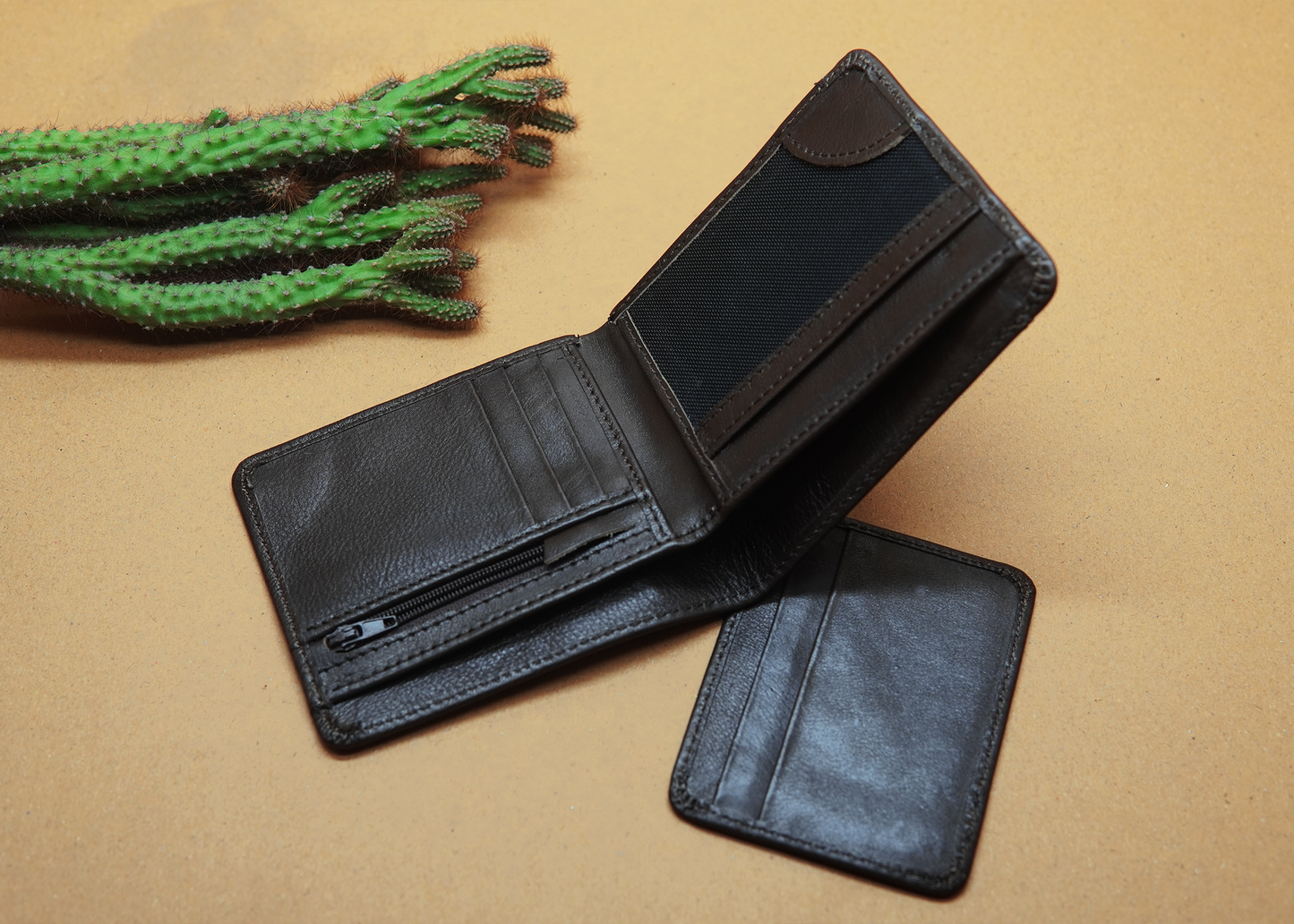 Slim and practical dark brown leather wallet in Pakistan – ideal for everyday use