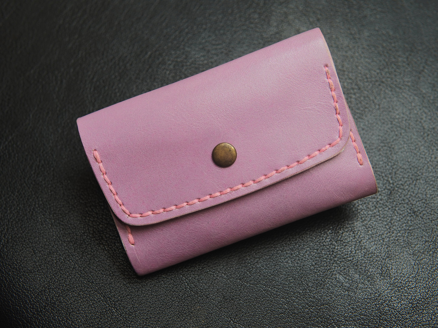 Pink handstitched wallet for women