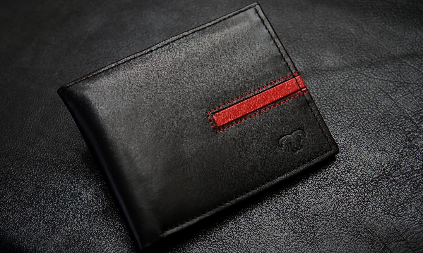 Premium black wallet with high-quality leather and multiple slots