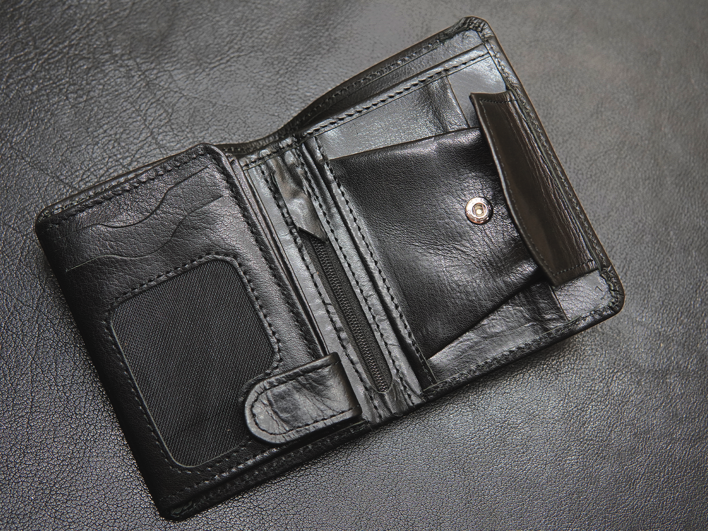 Premium black bifold leather wallet for men