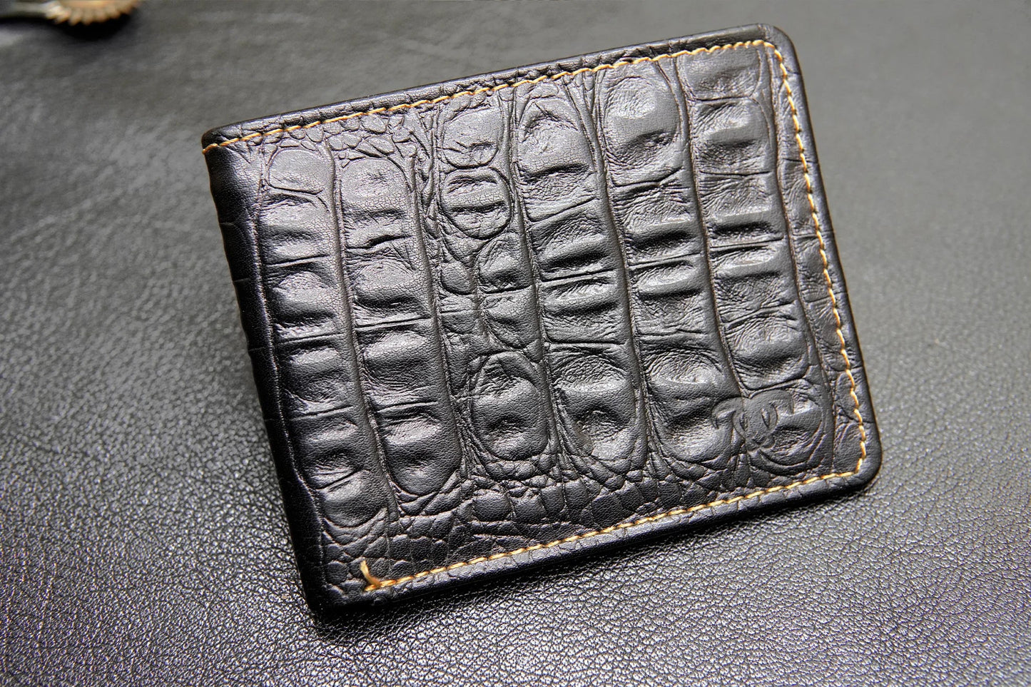 Black crocodile leather wallet for men – stylish and premium design.