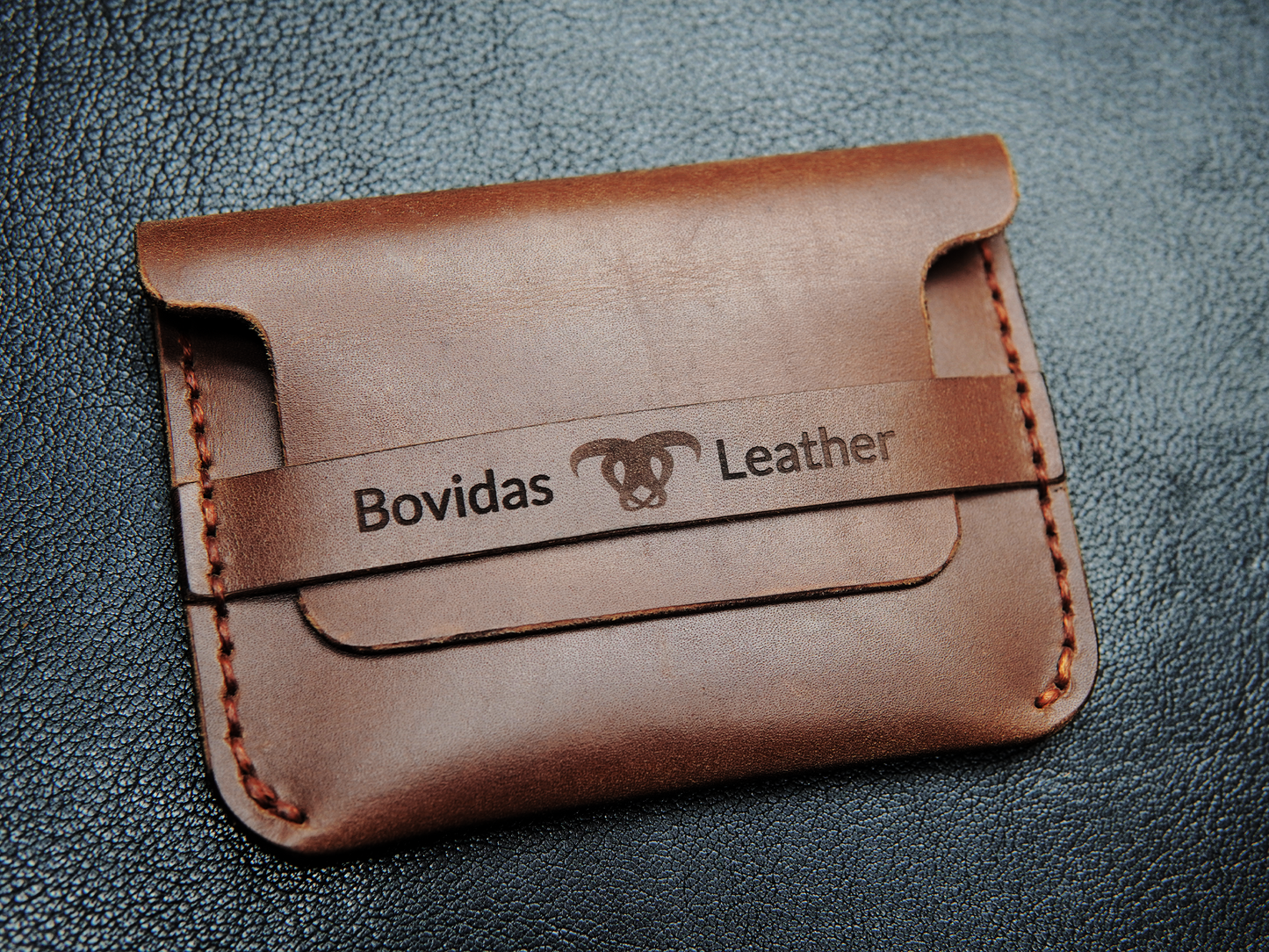 brown genuine leather card holder
