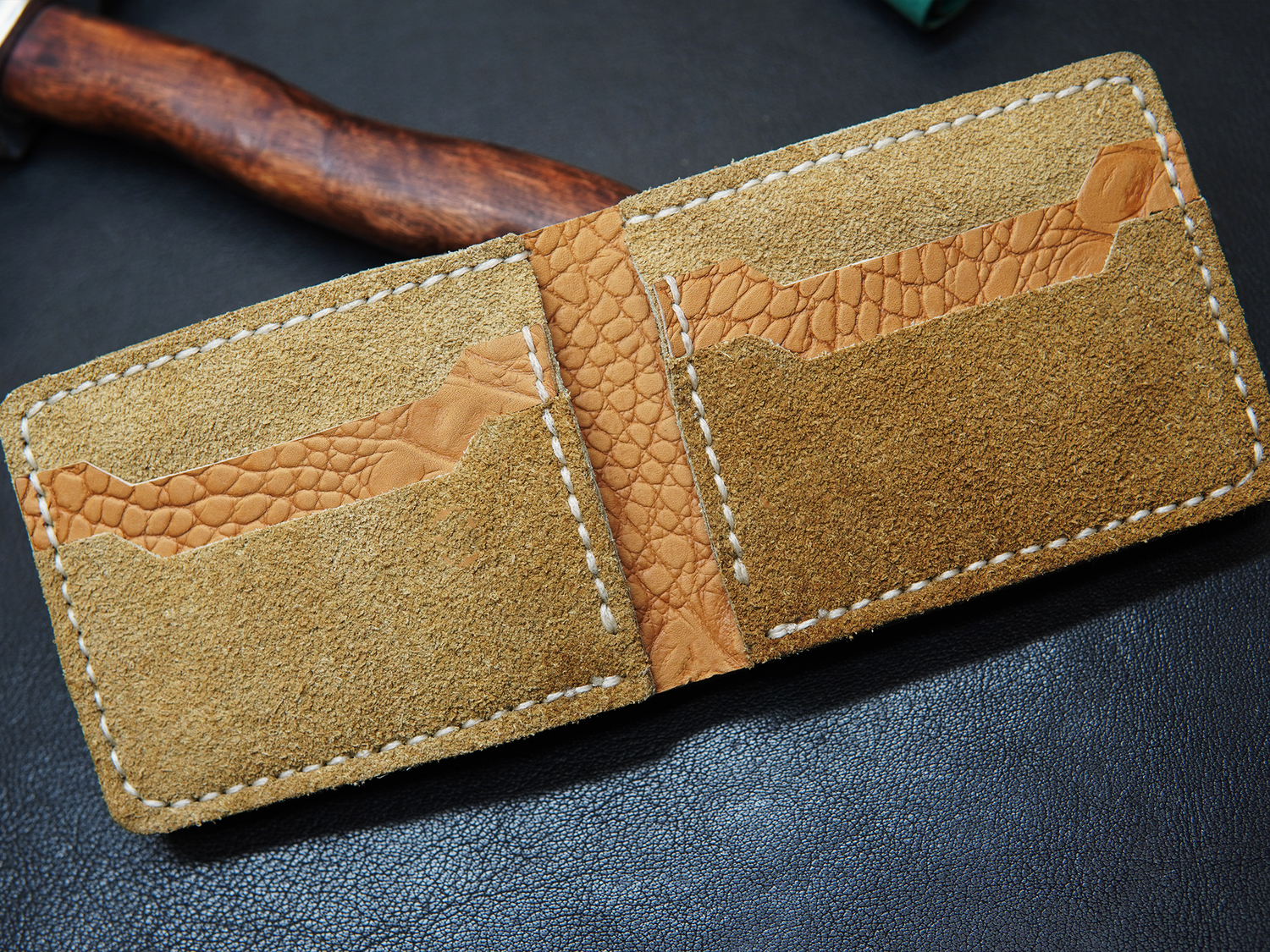 Beige leather wallet for men