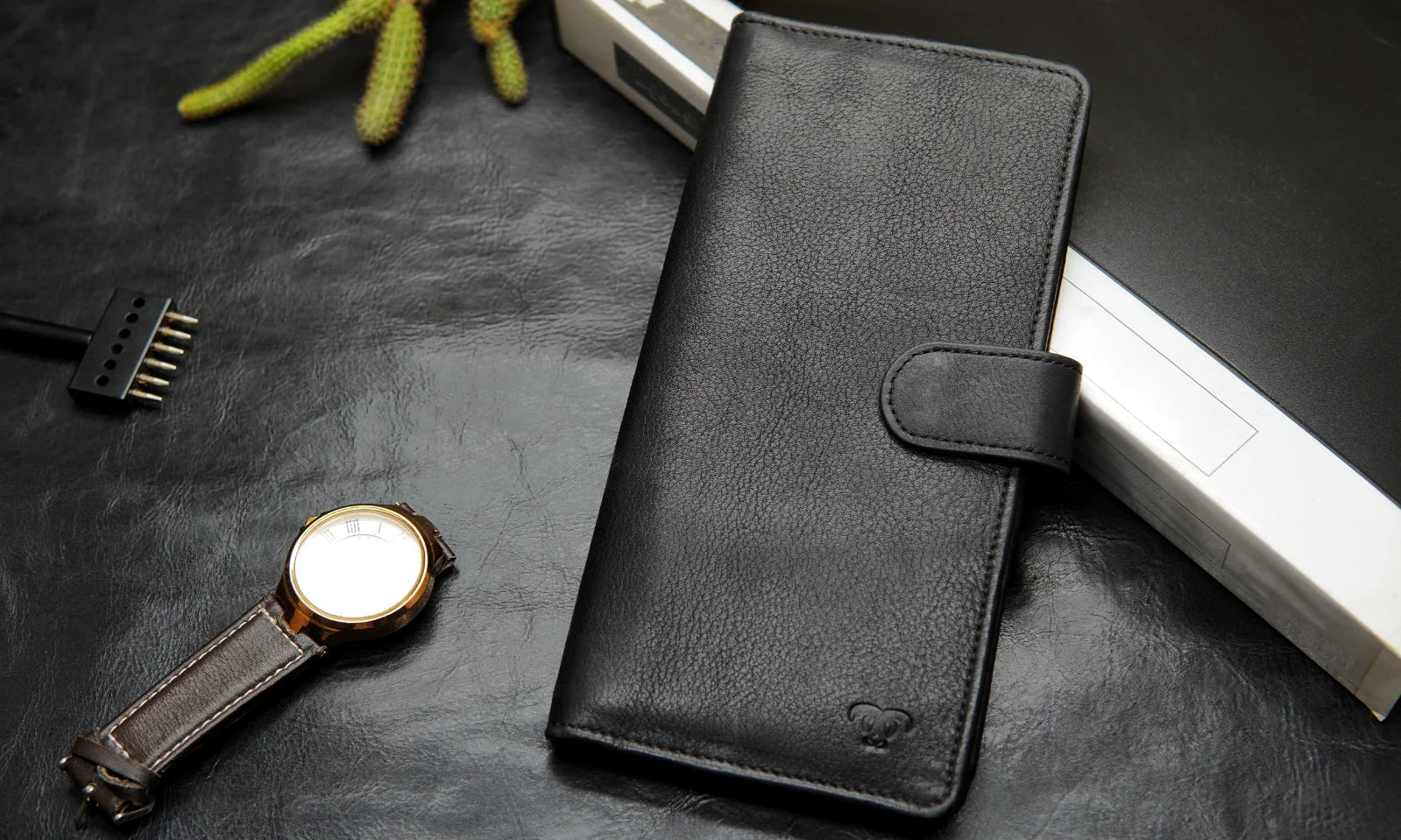 Premium leather wallet with multiple compartments for organized storage.


