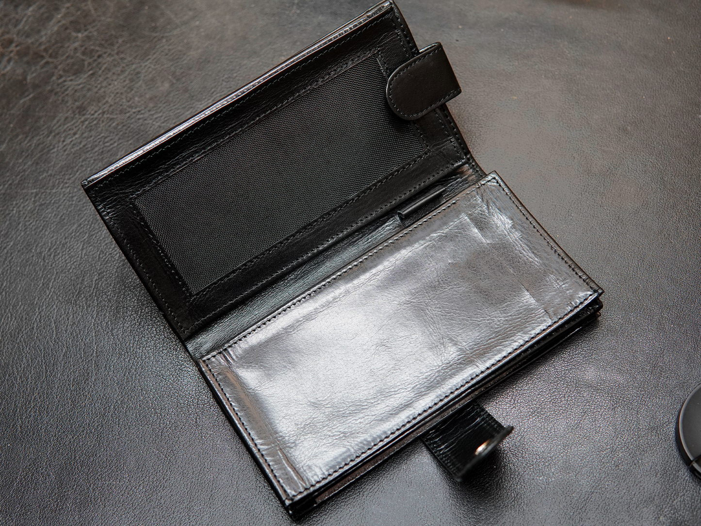Black leather pouch for multiple purpose