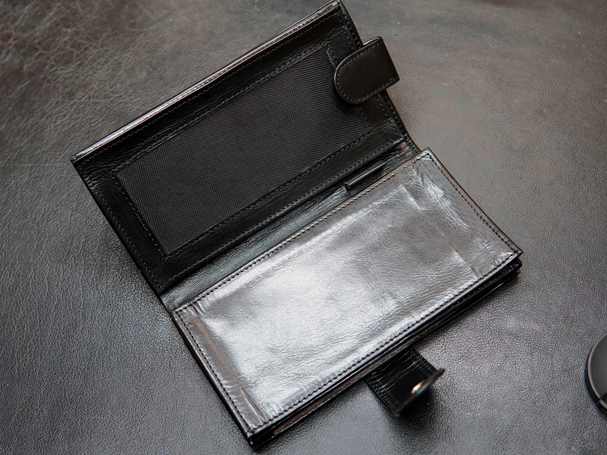 Black leather pouch for multiple purpose