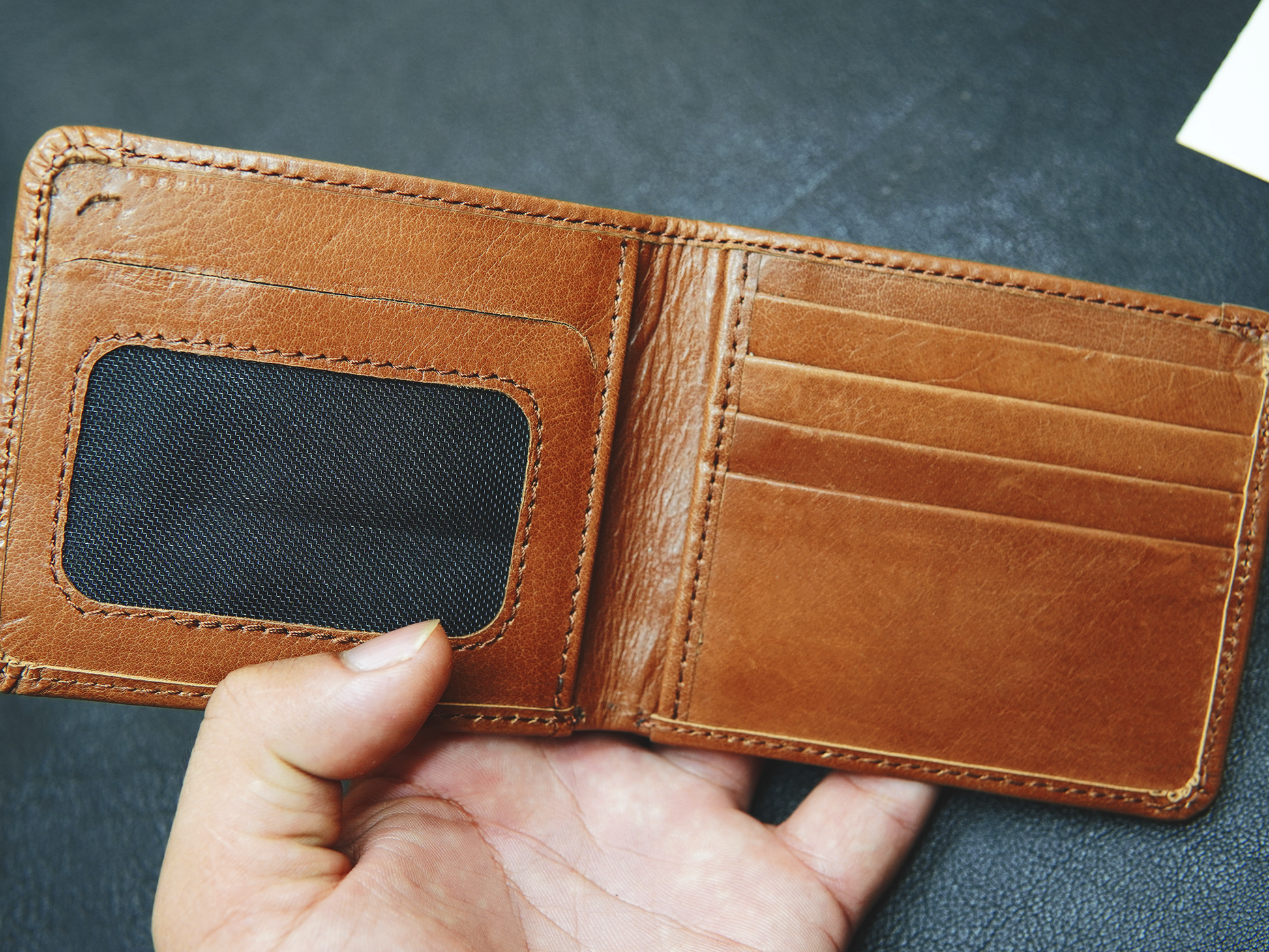Bronze bifold leather wallet