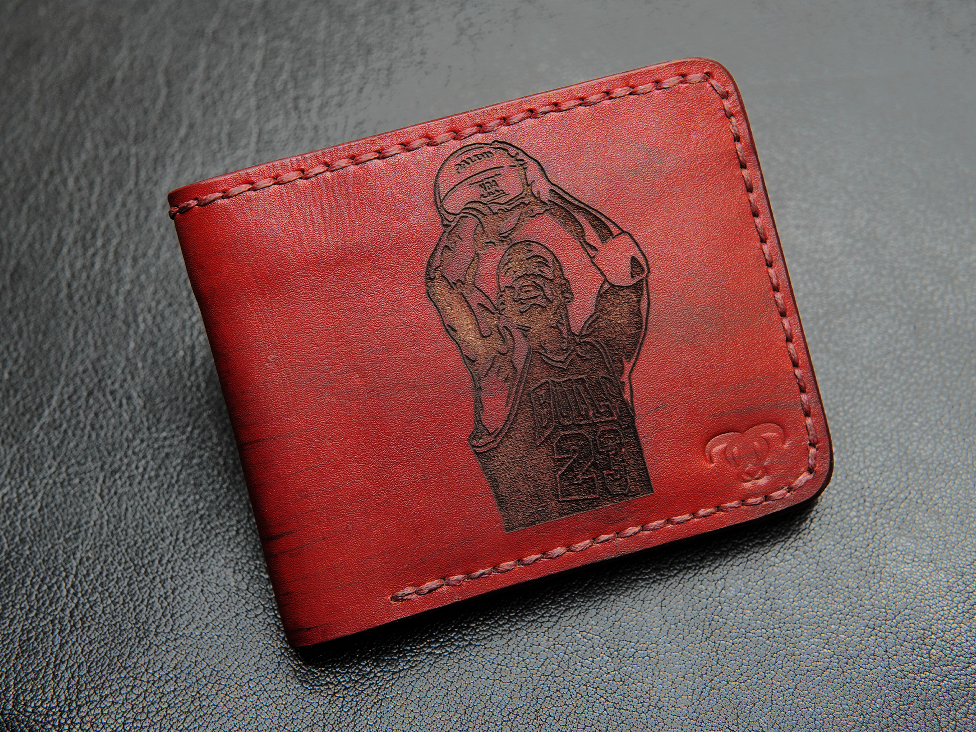Deep red tone genuine leather wallet for men