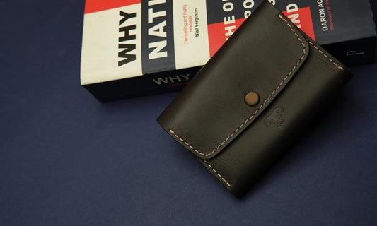 Handcrafted leather wallet for men, slim and durable design.

