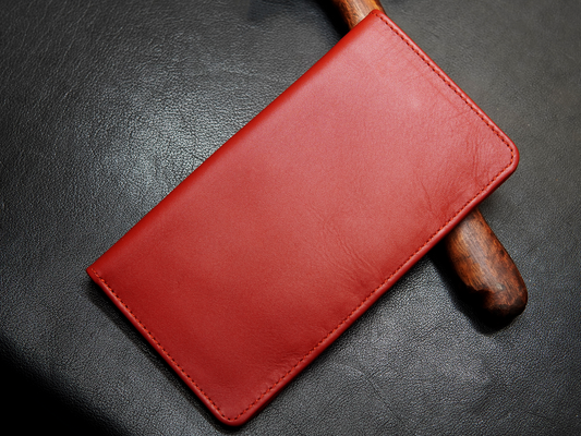 Red leather wallet for men and women