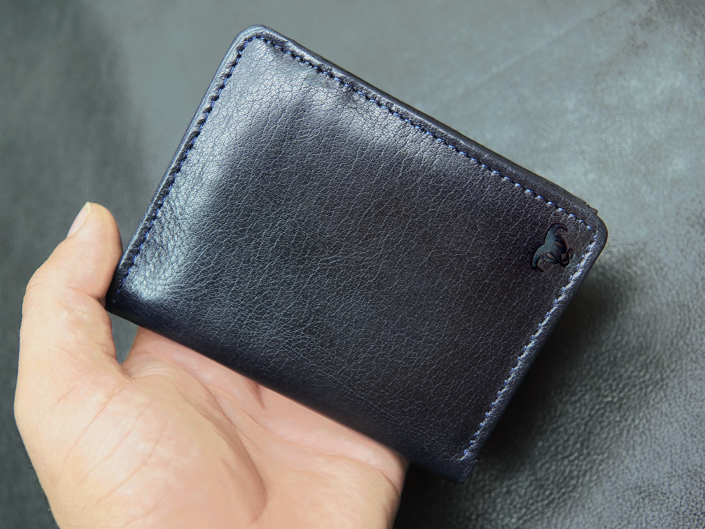 Blue Bifold leather wallet for men