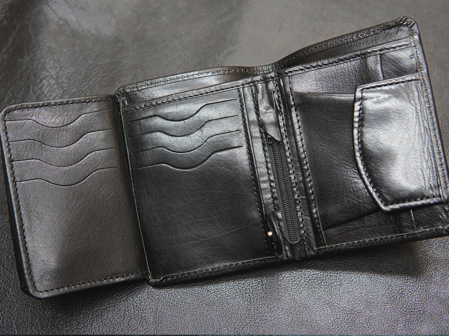 Premium black bifold leather wallet for men