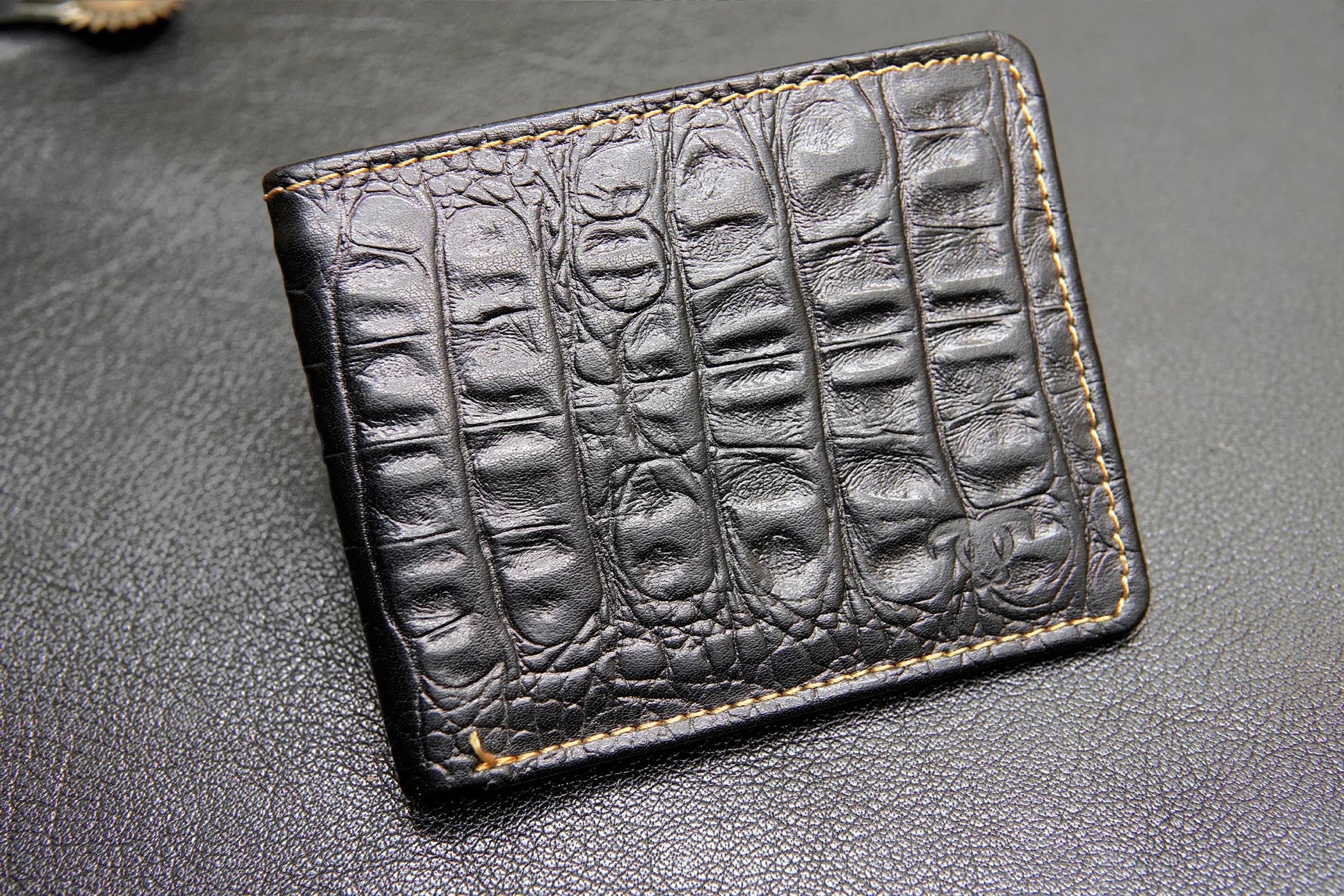 Black crocodile leather wallet for men – stylish and premium design.

