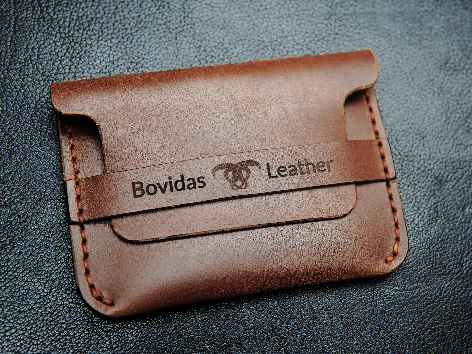 brown genuine leather card holder