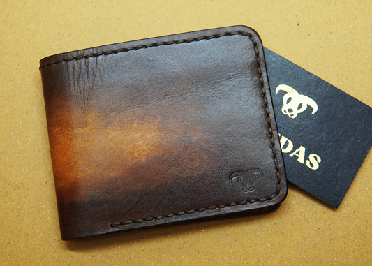 Hand_dyed leather wallet for men_premium handcrafted wallet with unique color tones.