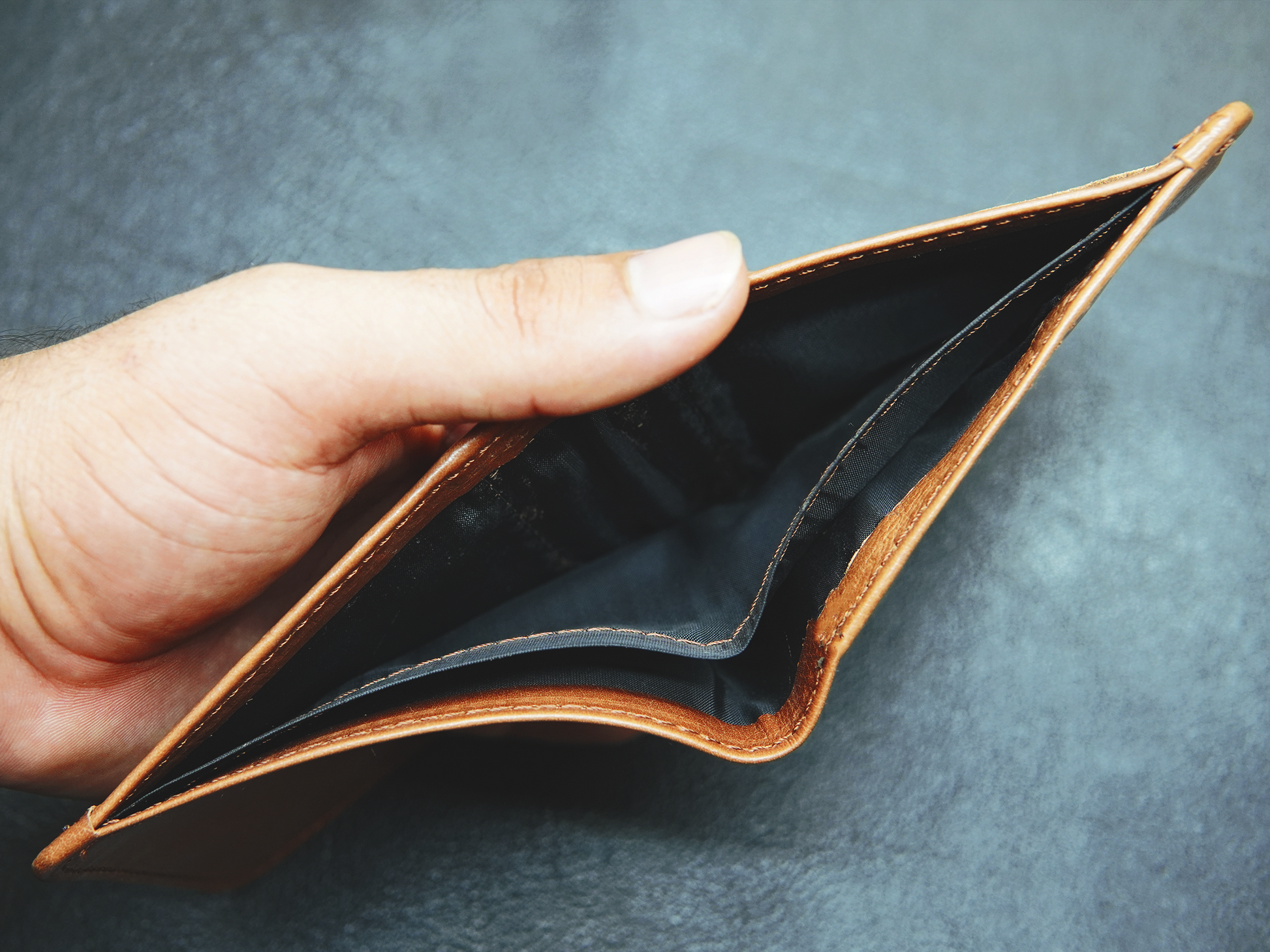 Interior of FlexiFold wallet showing 2 cash compartment