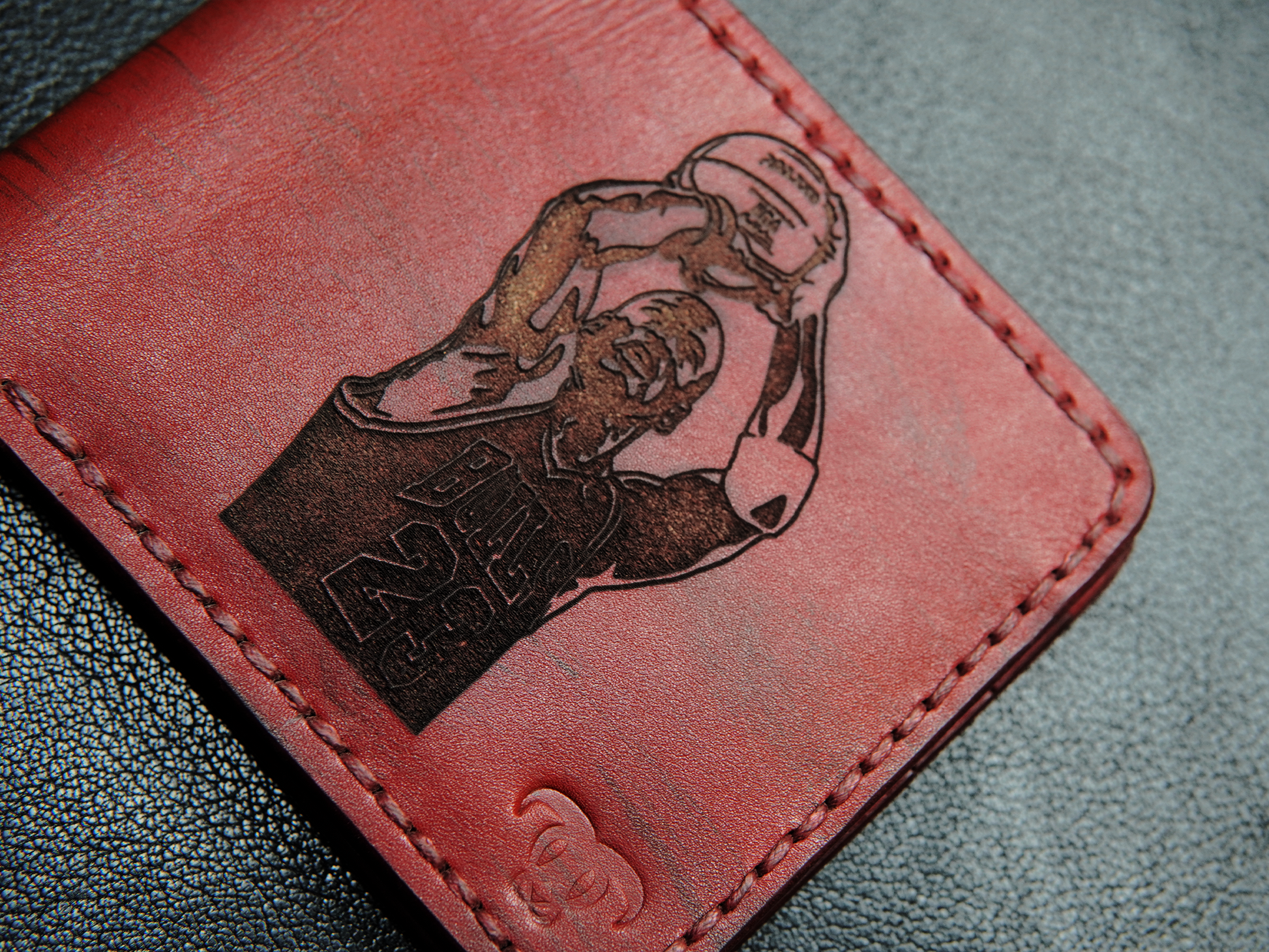 Deep red tone handmade genuine leather wallet for men