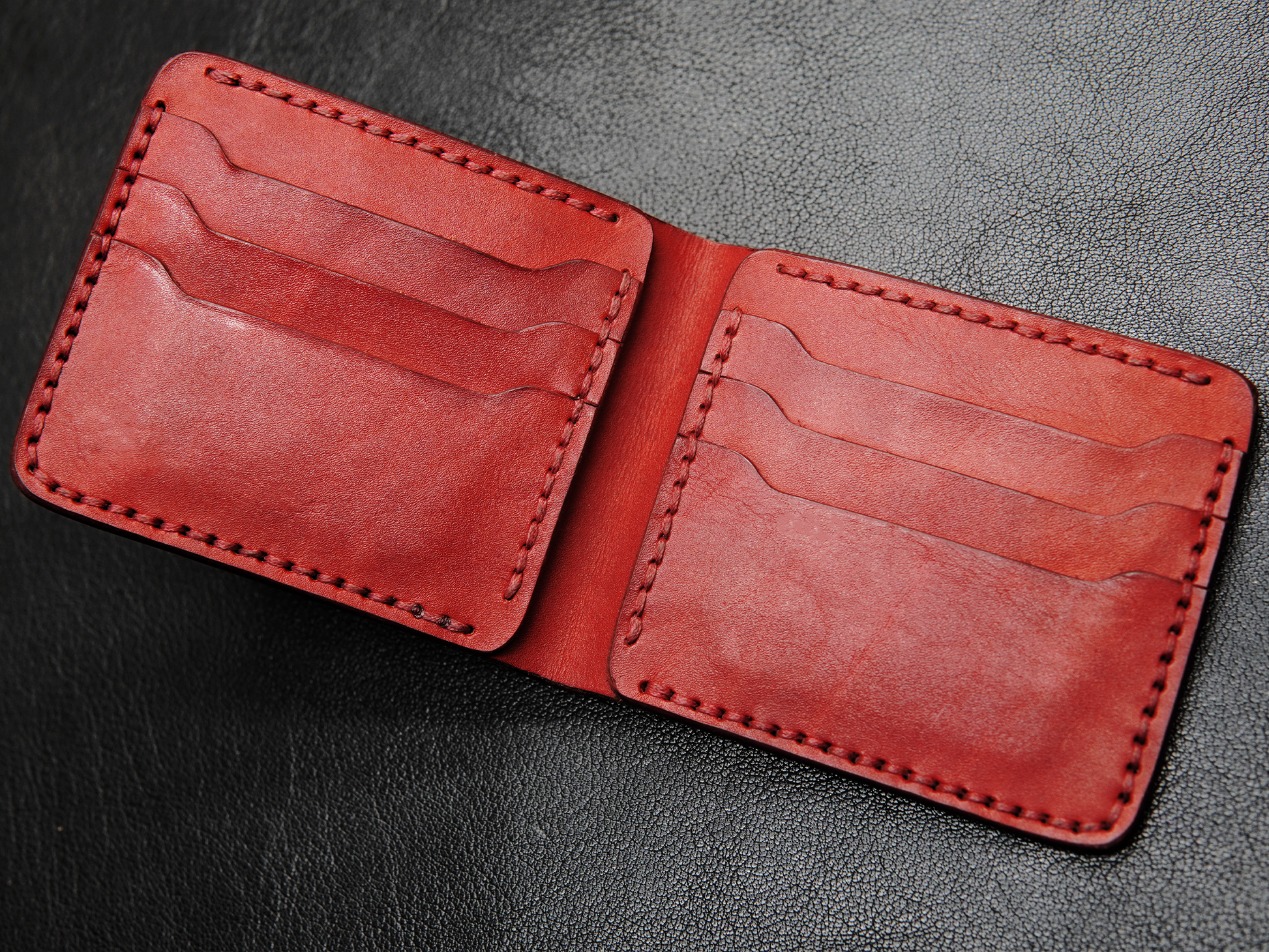 Deep red tone genuine leather wallet for men
