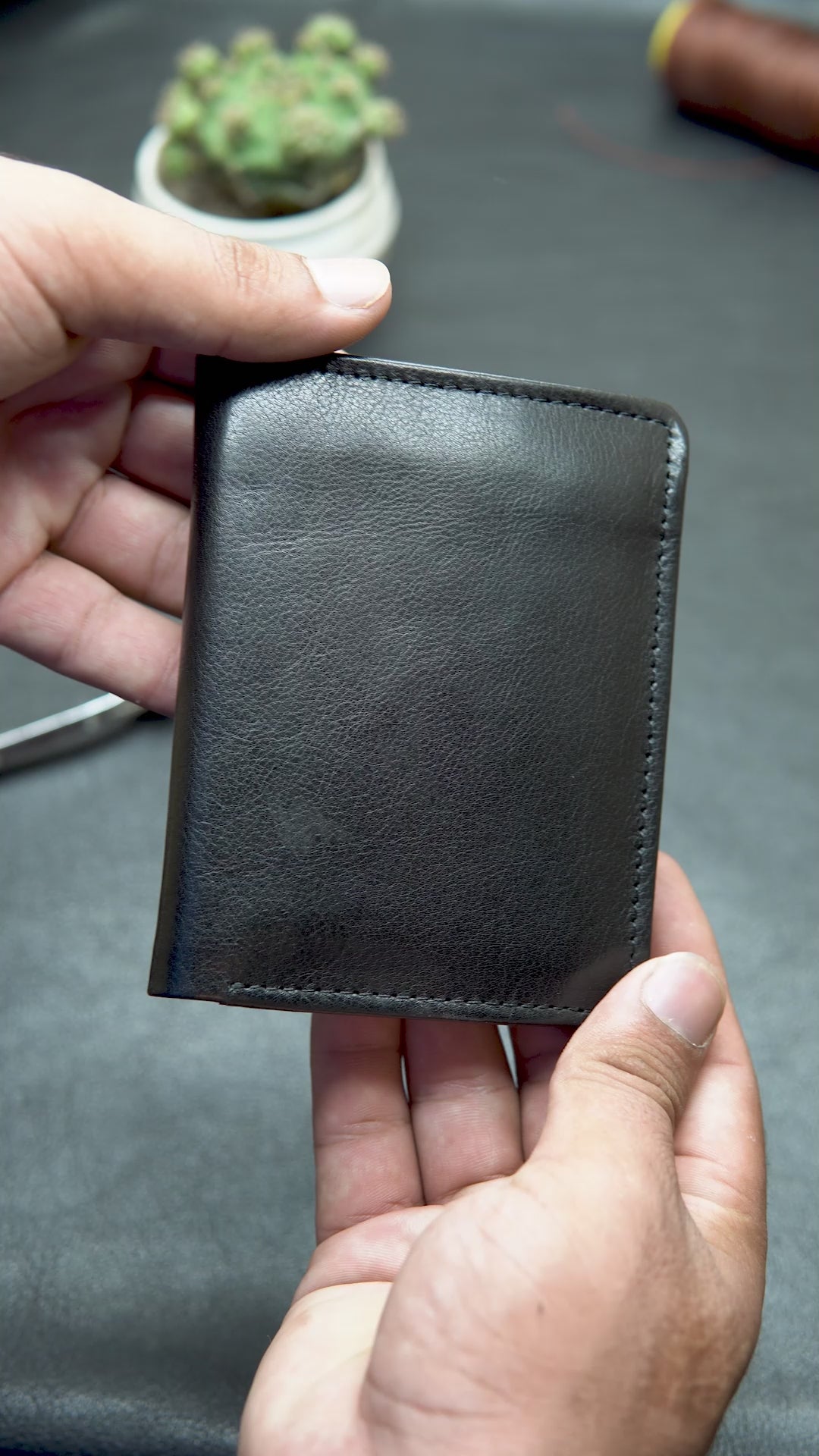 Luxury Full-Grain Leather Black Organizer Wallet