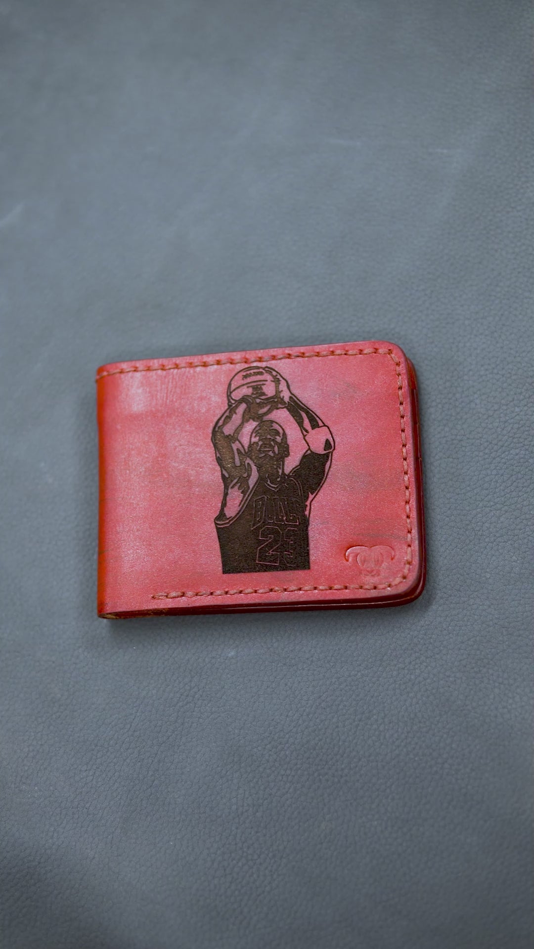 Preview of Deep red tone genuine leather wallet for men