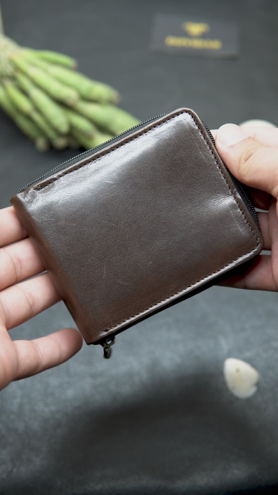 Full Zip Leather Organizer Wallet Close-Up

