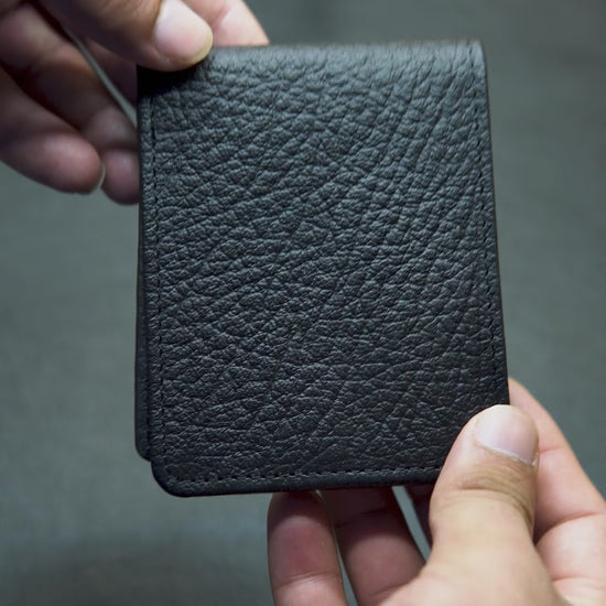 Watch the full feature demo of Bovidas Shadow black leather wallet for men