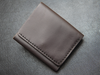 Front view of Trinity trifold leather wallet – handmade in Lahore with full-grain leather and compact design.