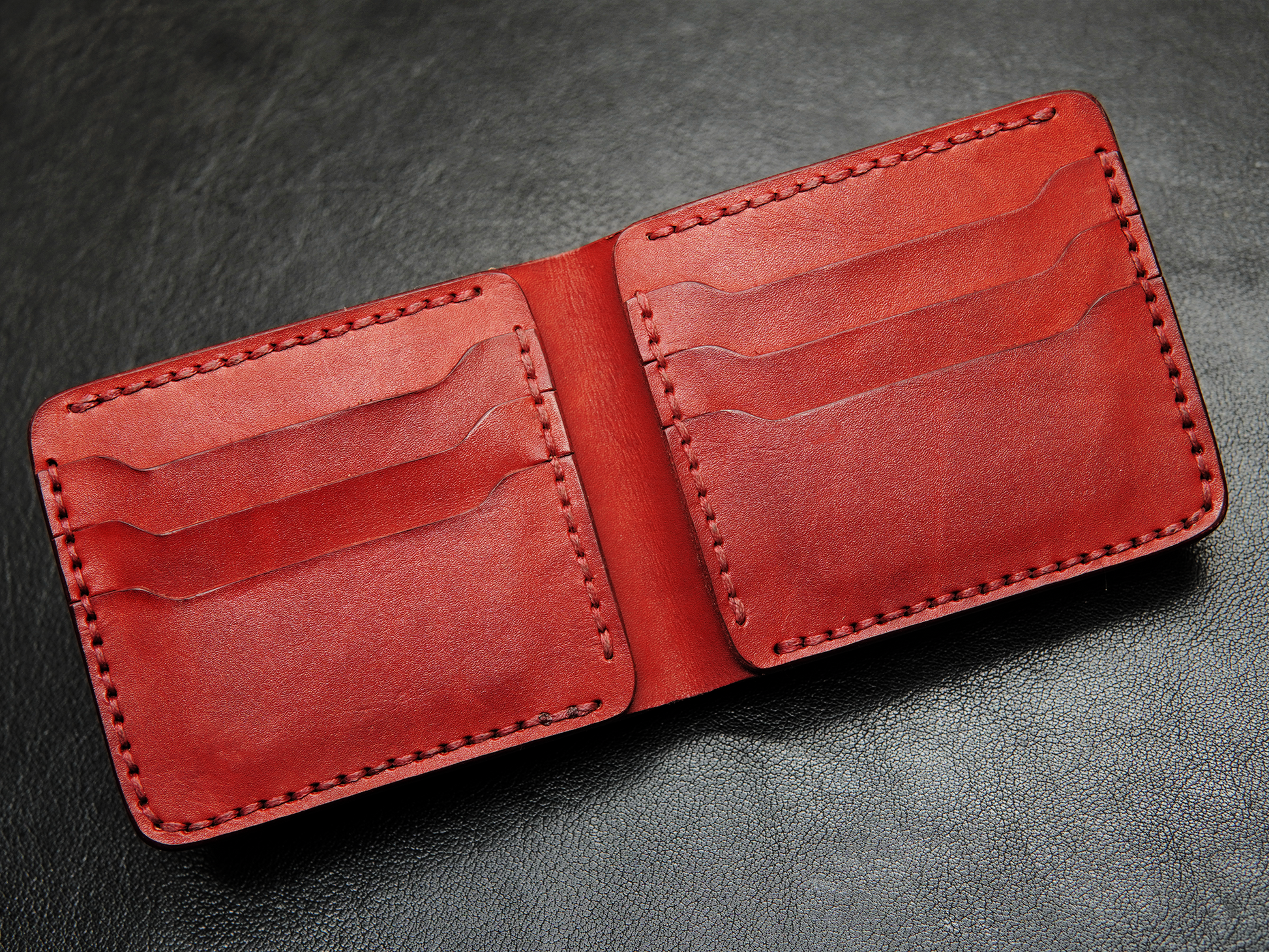 Deep red tone handmade genuine leather wallet for men